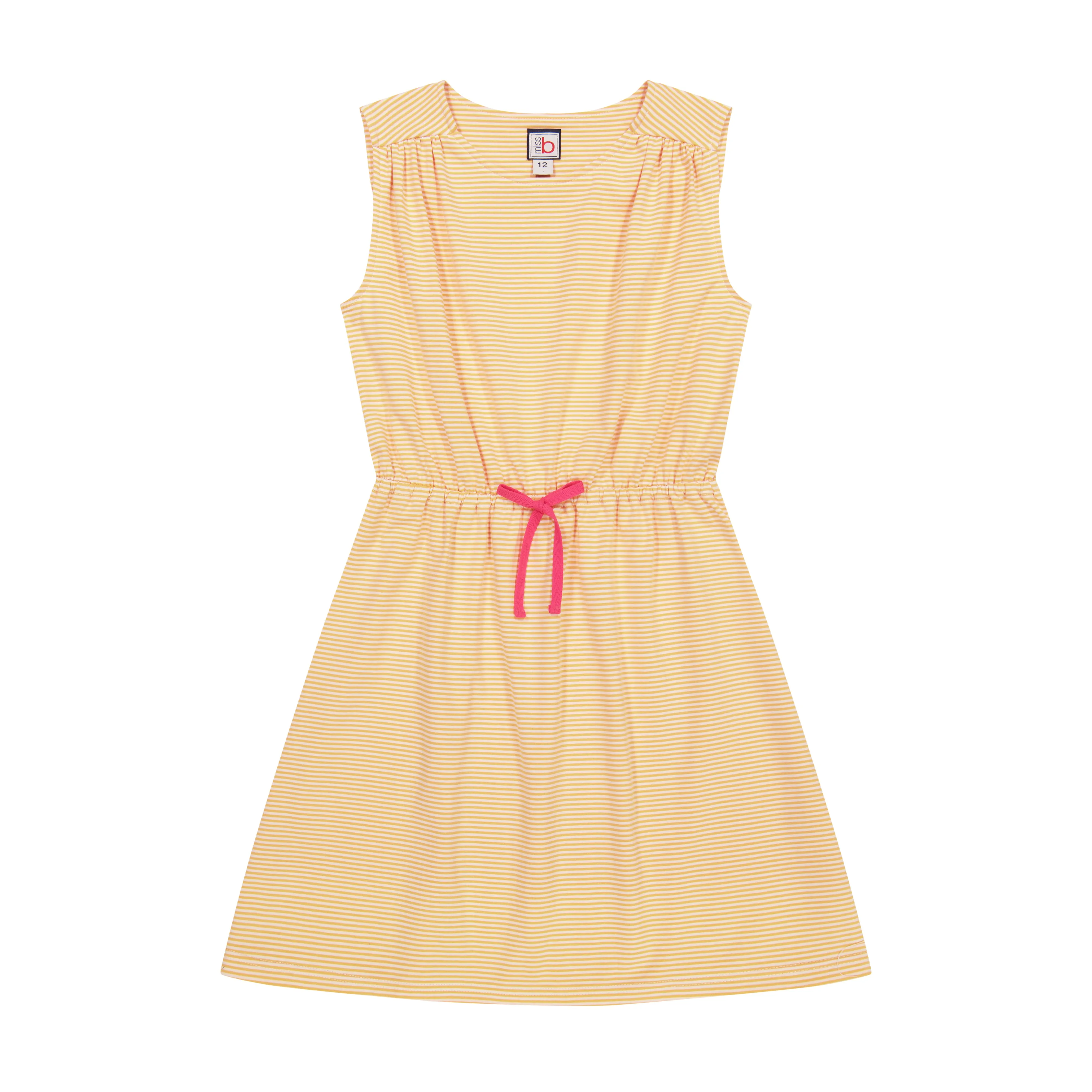 Lindsey Drawstring Dress Yellow Stripe