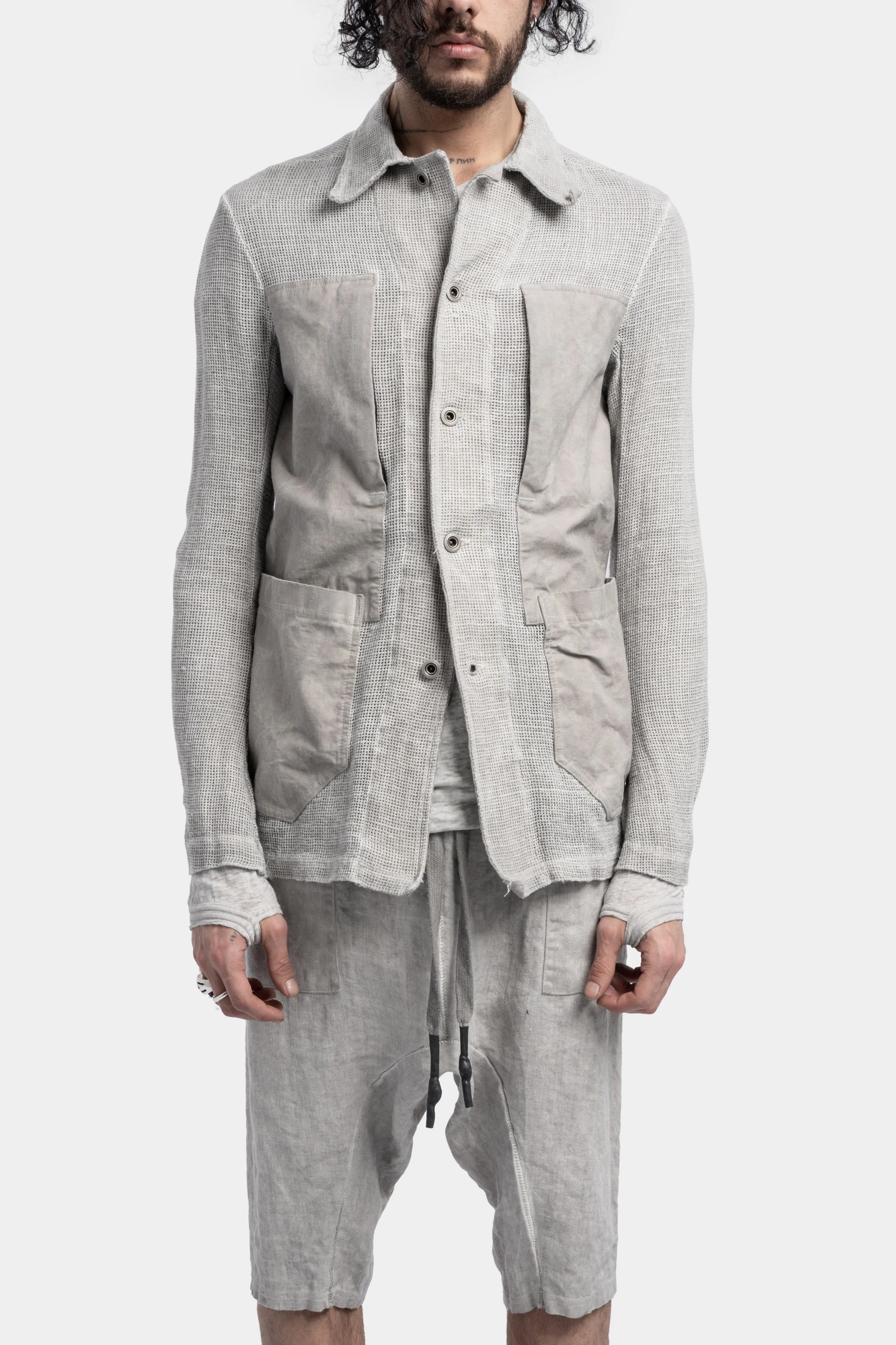 Linen knit worker jacket