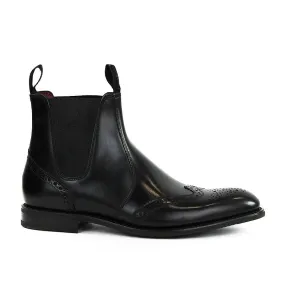 Loake - Hoskins Brogue Chelsea Boots in Black Leather