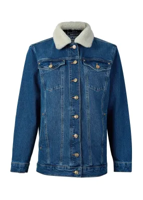 Longline Denim Jacket                             Classic Indigo Sherpa