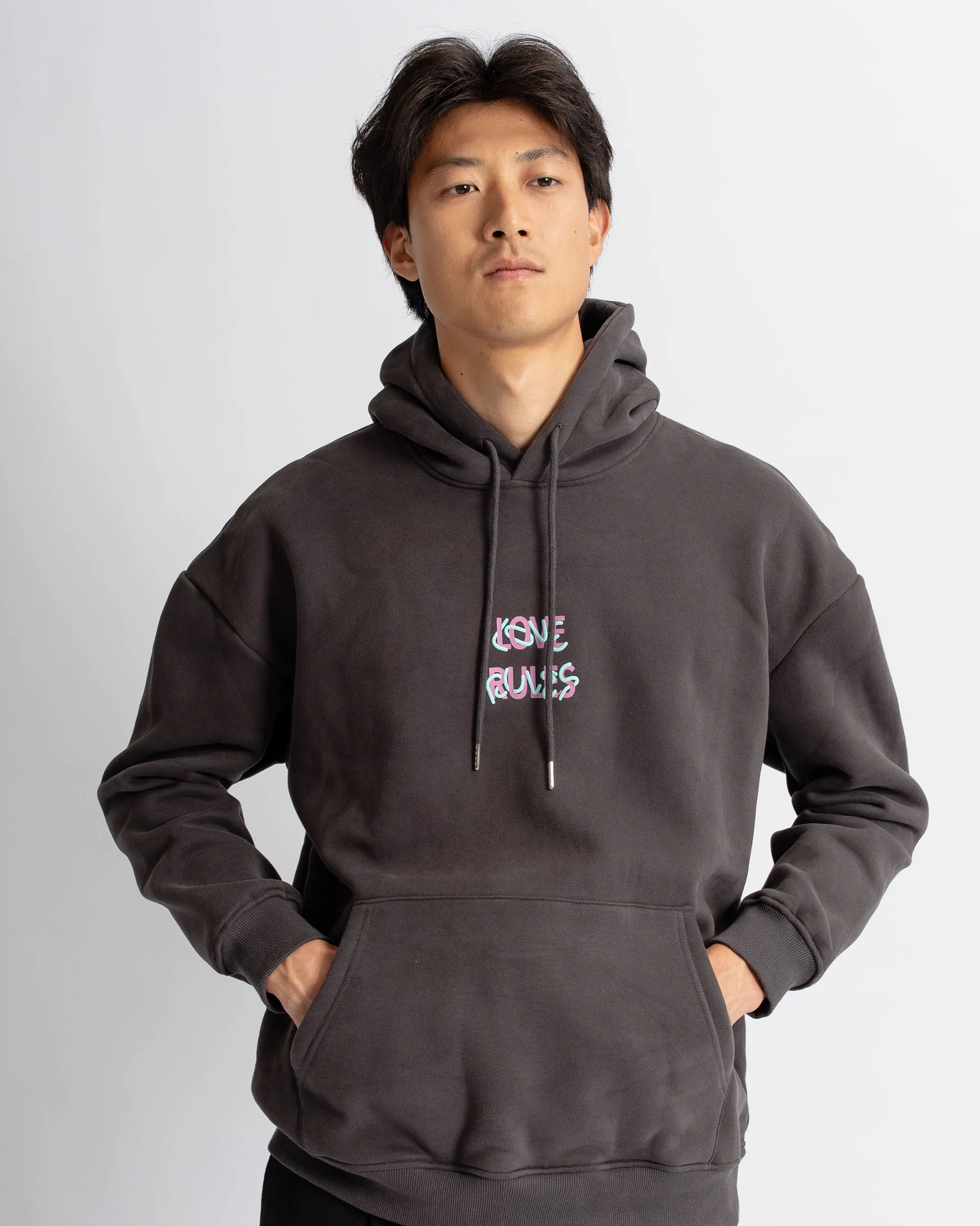 Love Rules Hoodie - Charcoal