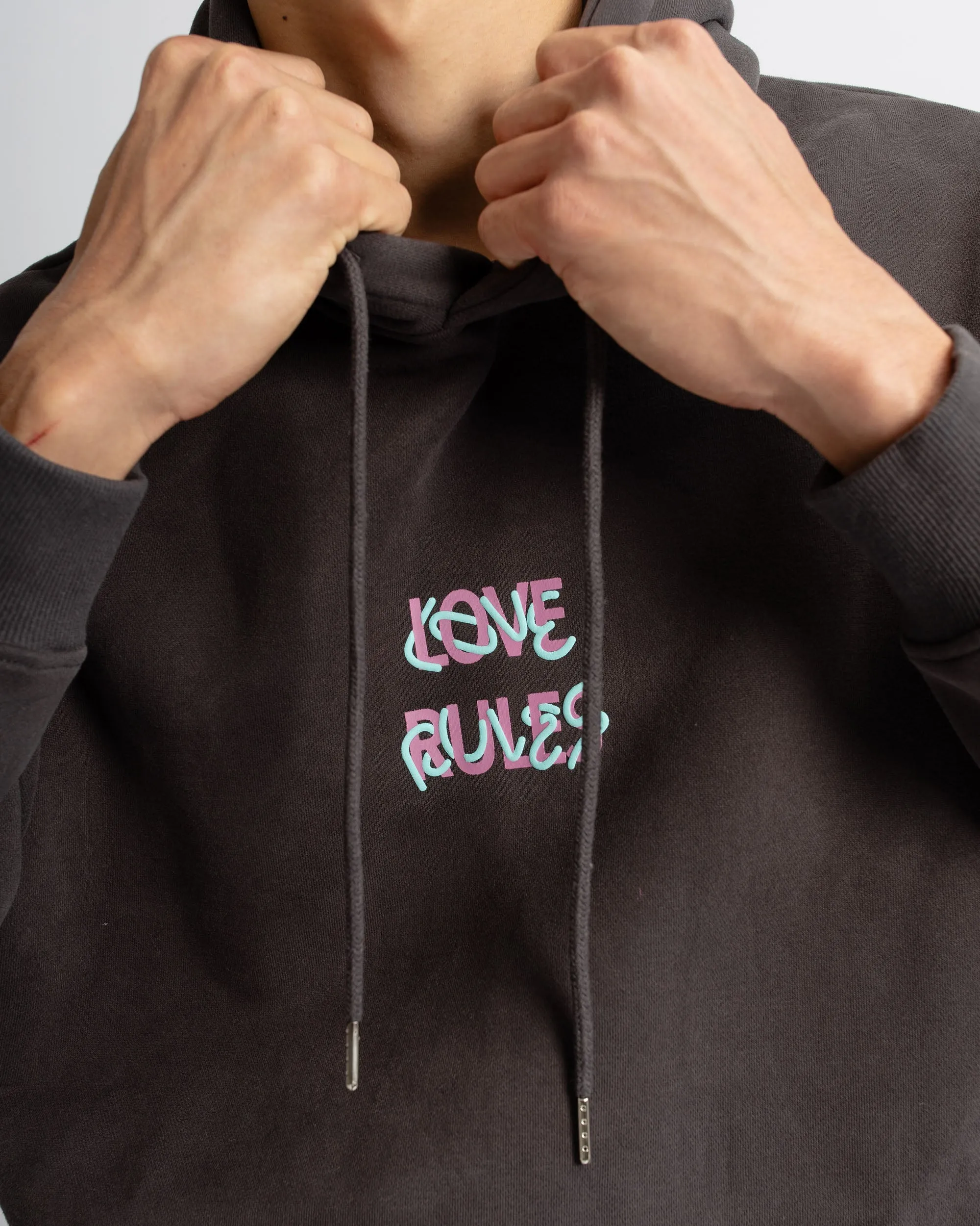 Love Rules Hoodie - Charcoal