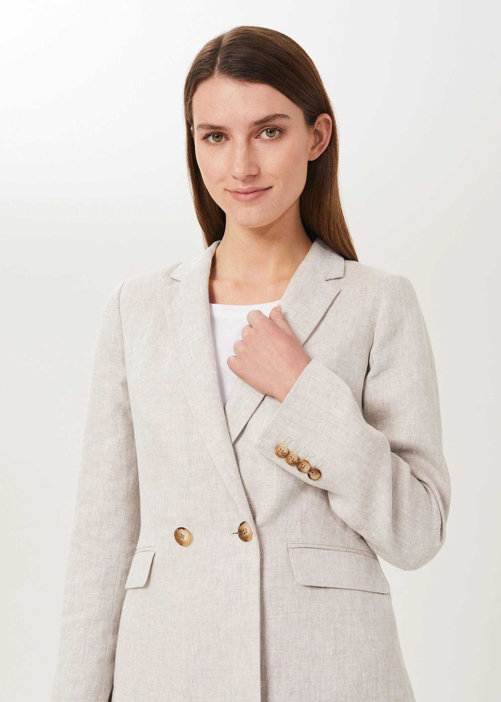 Maeve Linen Double Breasted Blazer 