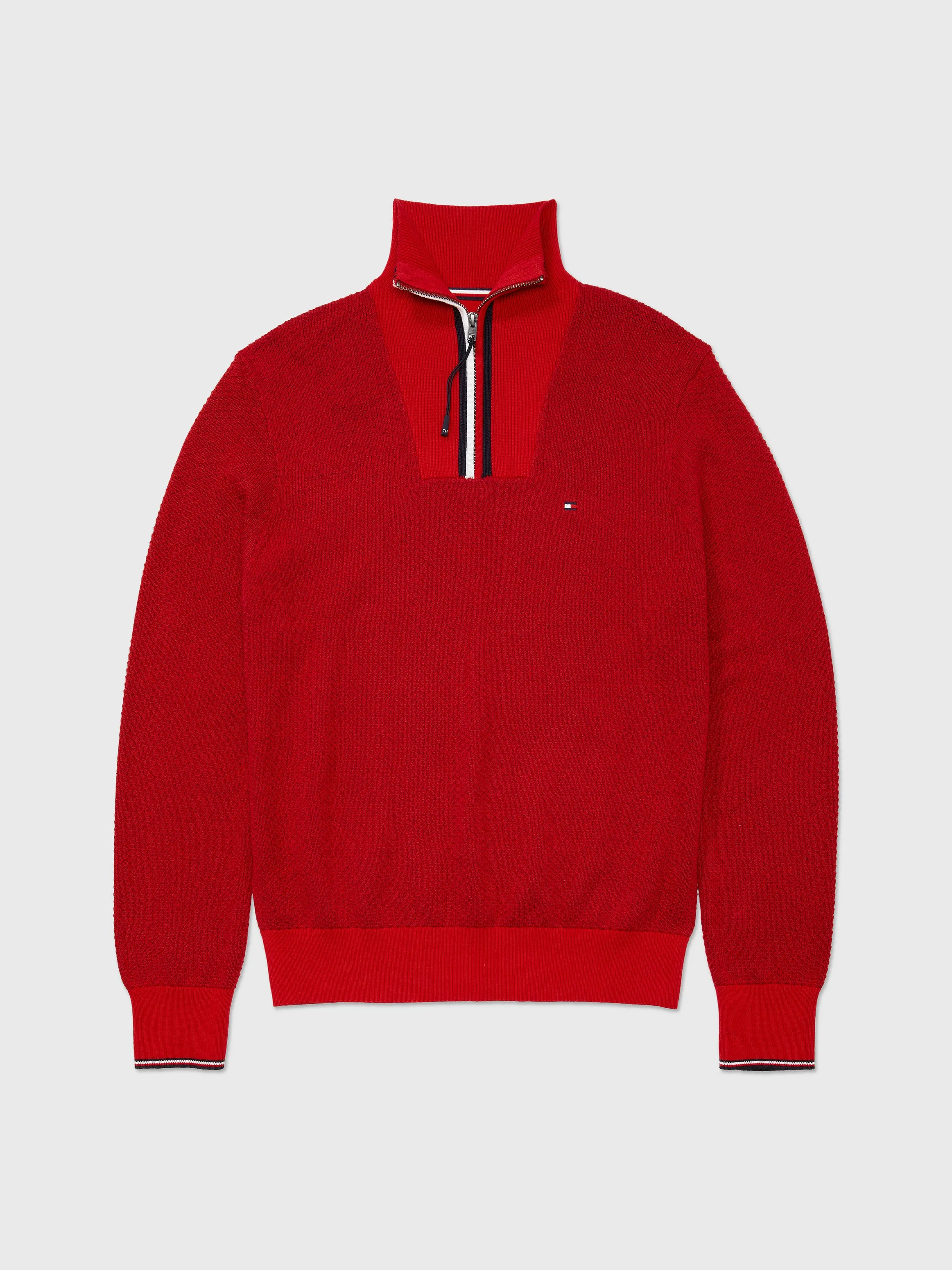 Manhanttan Quarter Zip Sweater (Mens) - Primary Red