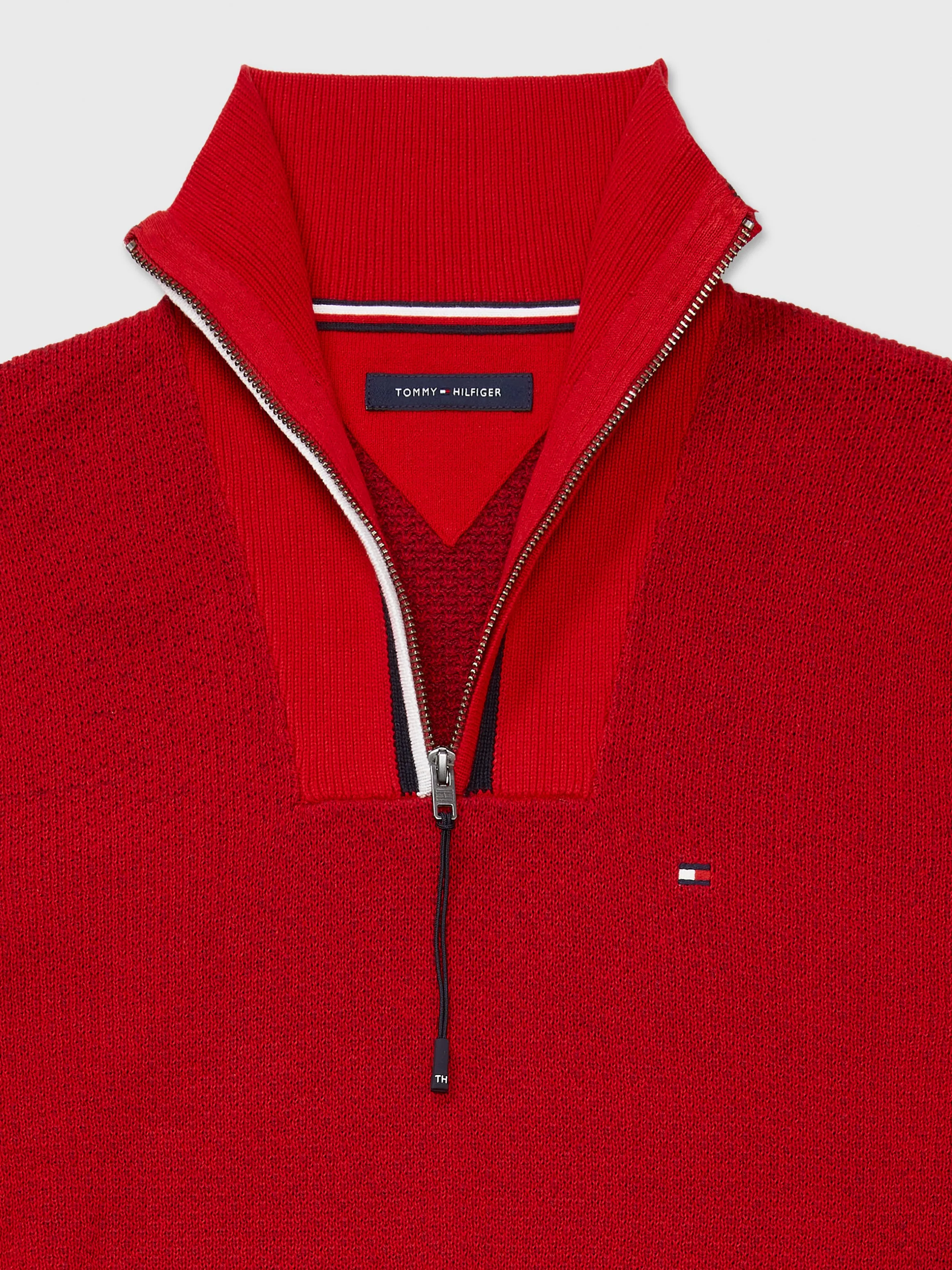 Manhanttan Quarter Zip Sweater (Mens) - Primary Red