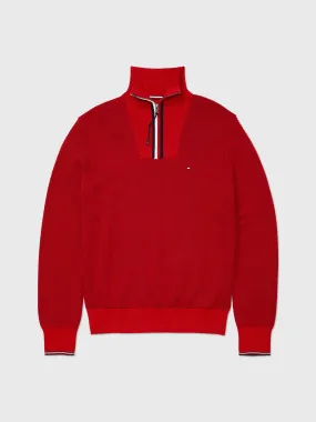 Manhanttan Quarter Zip Sweater (Mens) - Primary Red