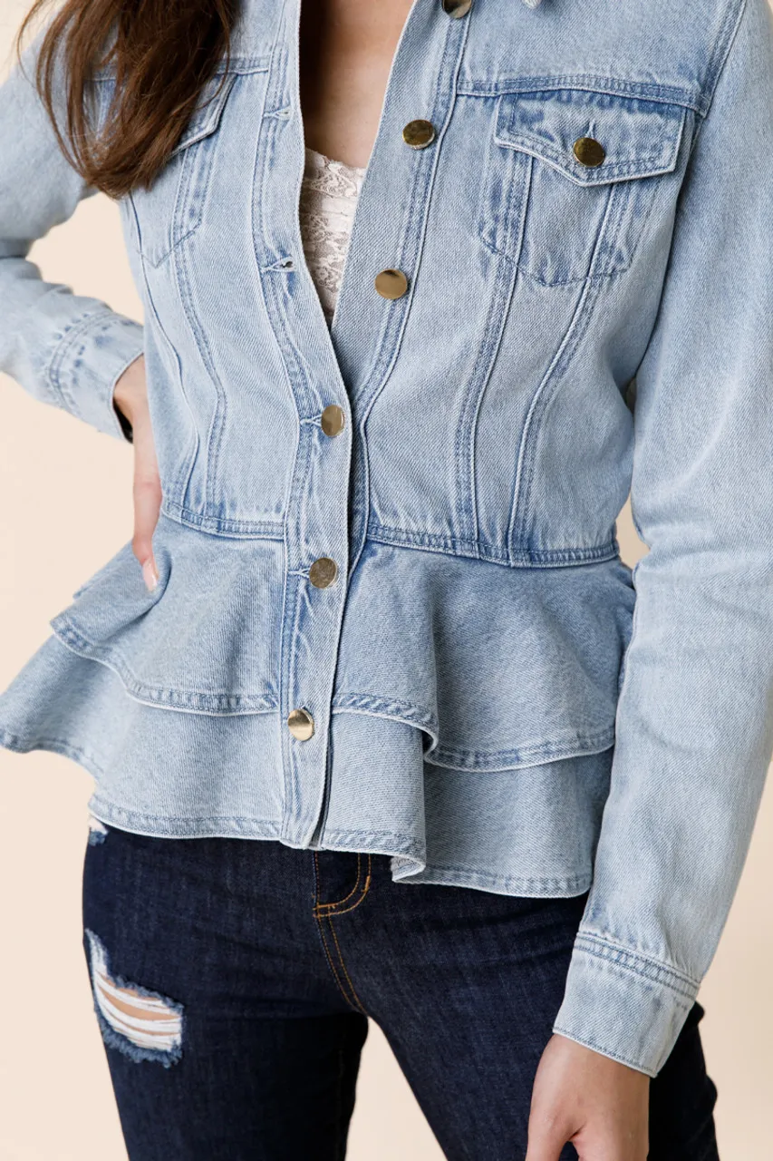 Melany Ruffled Denim Jacket