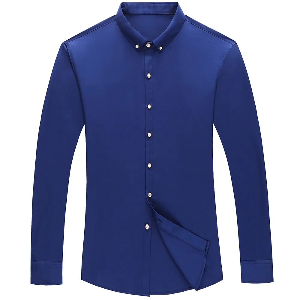 Men's Casual Luxury Korean Fashion Solid Color Long Sleeve Shirt