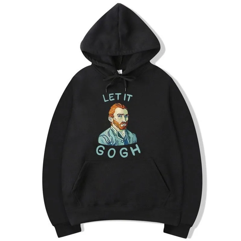 Men's Casual Winter Fashion Harajuku LET IT GOGH Printed Hoodie