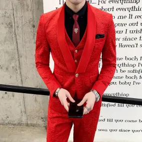 Men's England Style Luxury Polyester Tuxedo Skinny Fit Three-Piece Suit