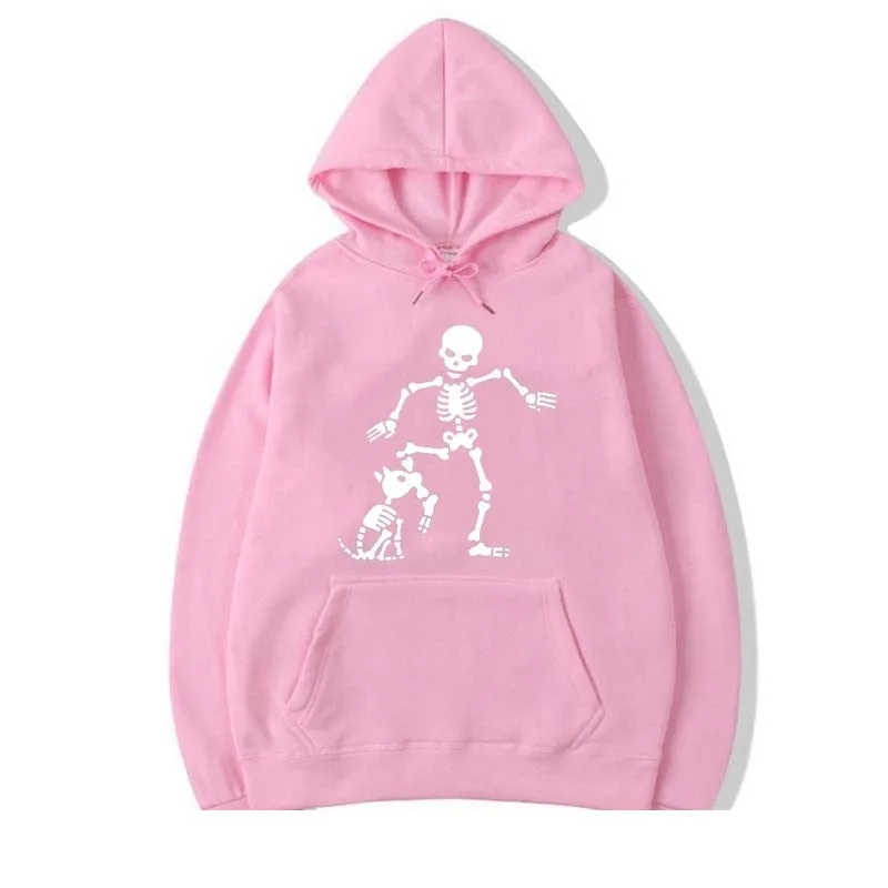 Men's Fashion Casual Funny Skeleton Printed O-Neck Cotton Hoodies