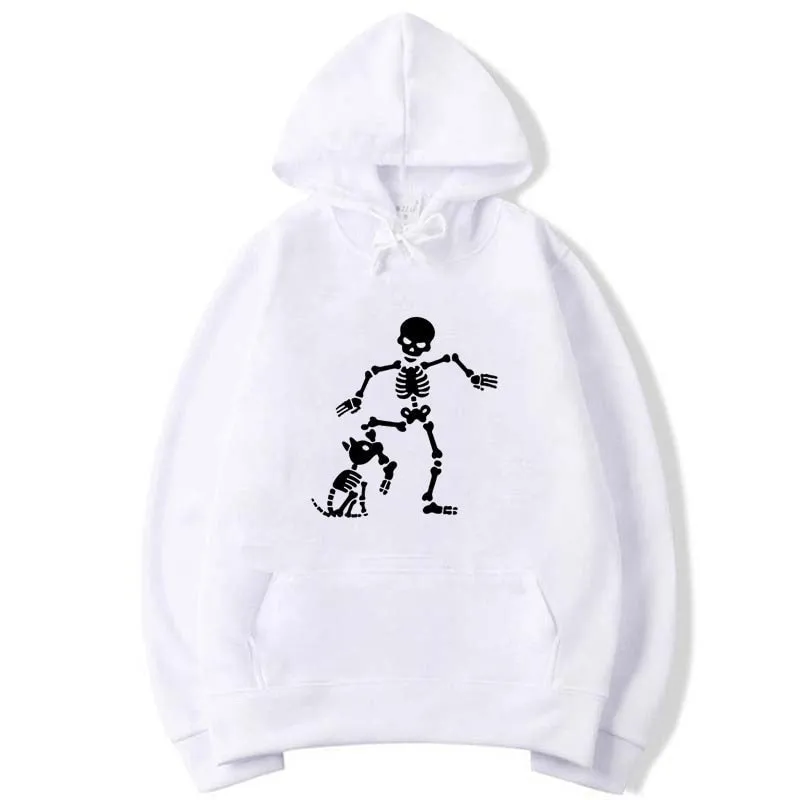 Men's Fashion Casual Funny Skeleton Printed O-Neck Cotton Hoodies