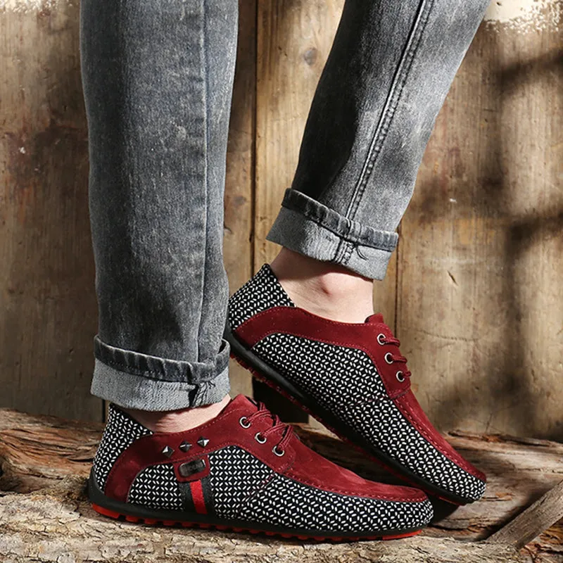 Men's Fashion Casual Soft Light Polka Dot Pattern Breathable Loafers