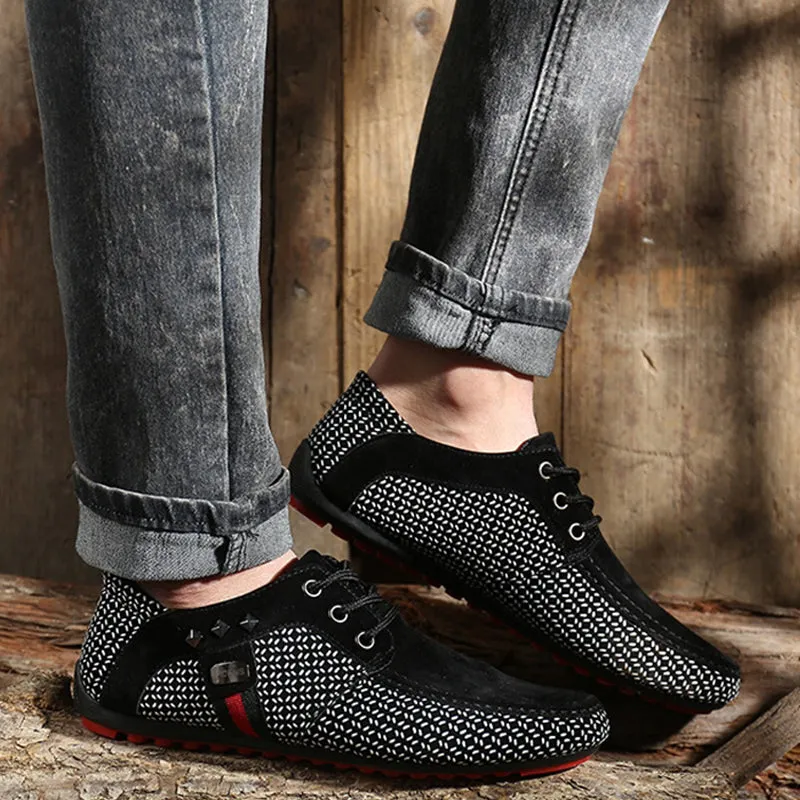 Men's Fashion Casual Soft Light Polka Dot Pattern Breathable Loafers