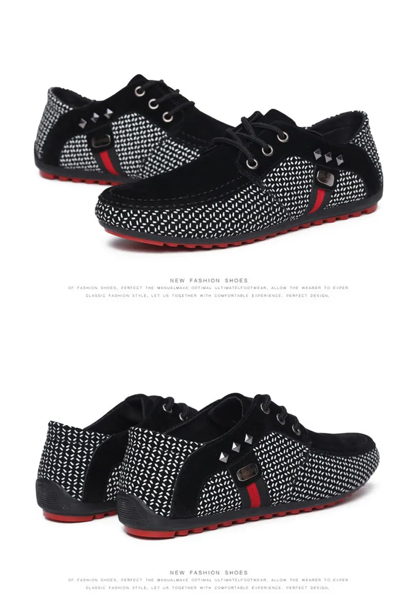 Men's Fashion Casual Soft Light Polka Dot Pattern Breathable Loafers