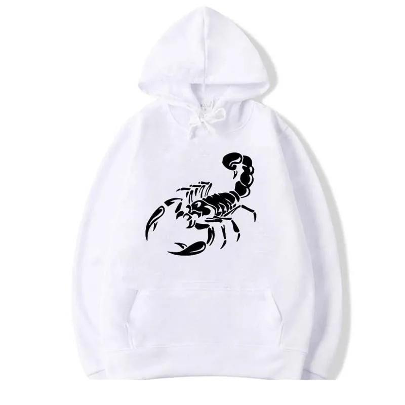 Men's Fashion Winter Casual Cotton Scorpion Printed O-Neck Hoodies