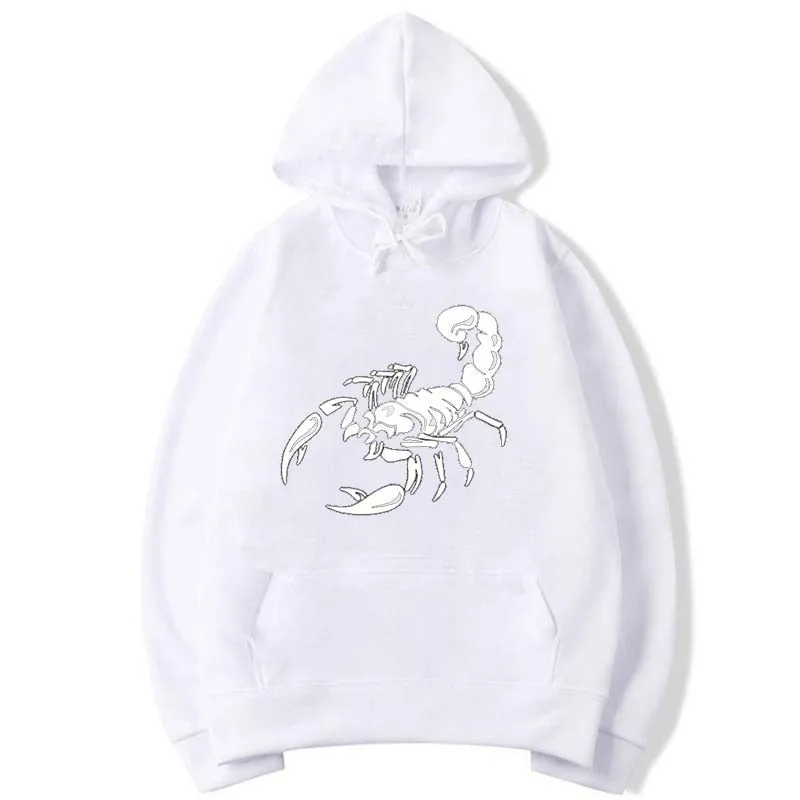 Men's Fashion Winter Casual Cotton Scorpion Printed O-Neck Hoodies