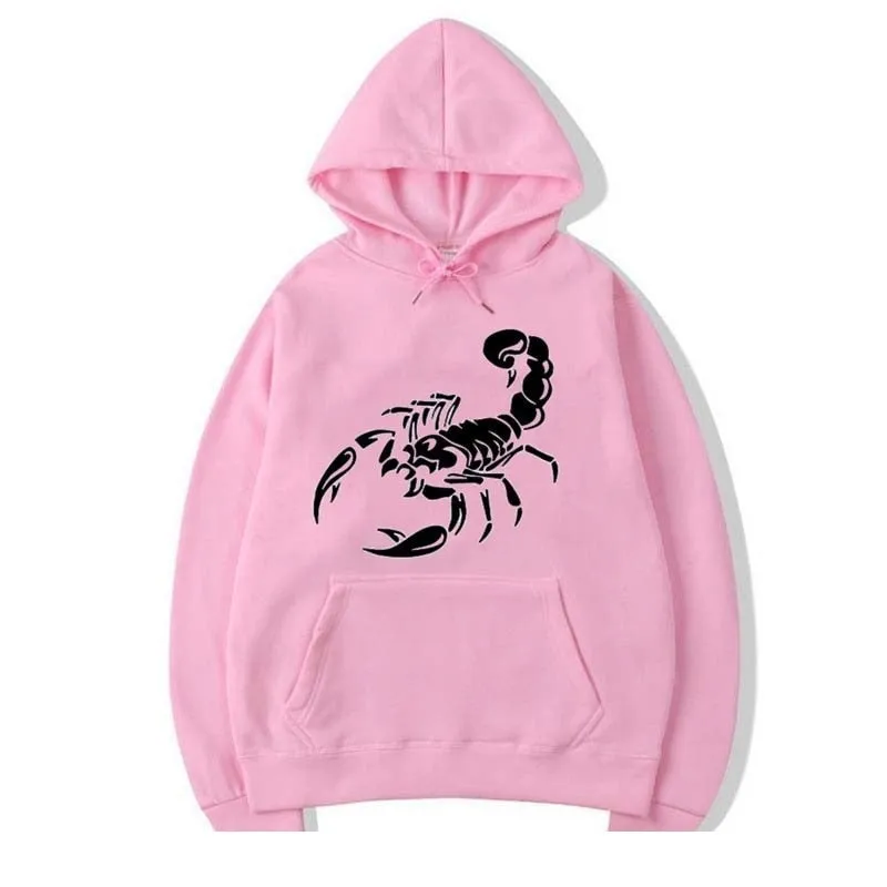 Men's Fashion Winter Casual Cotton Scorpion Printed O-Neck Hoodies