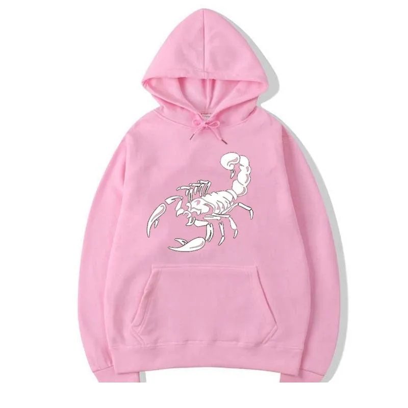 Men's Fashion Winter Casual Cotton Scorpion Printed O-Neck Hoodies