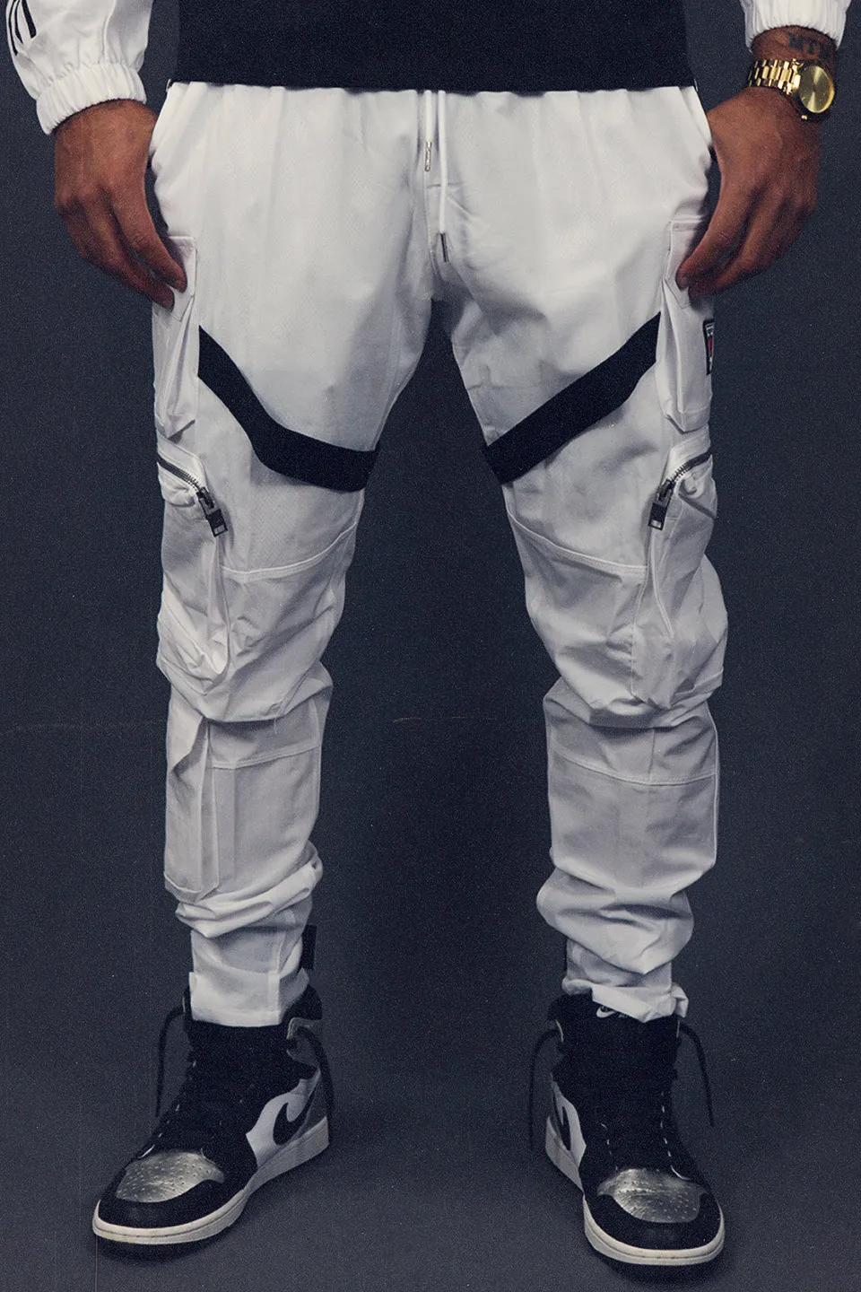 Men’s Nylon Taslan Military Utility Multi Pocket Cargo Pants | White