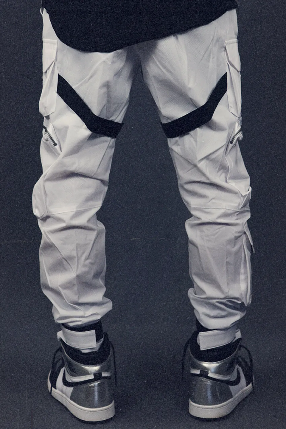 Men’s Nylon Taslan Military Utility Multi Pocket Cargo Pants | White