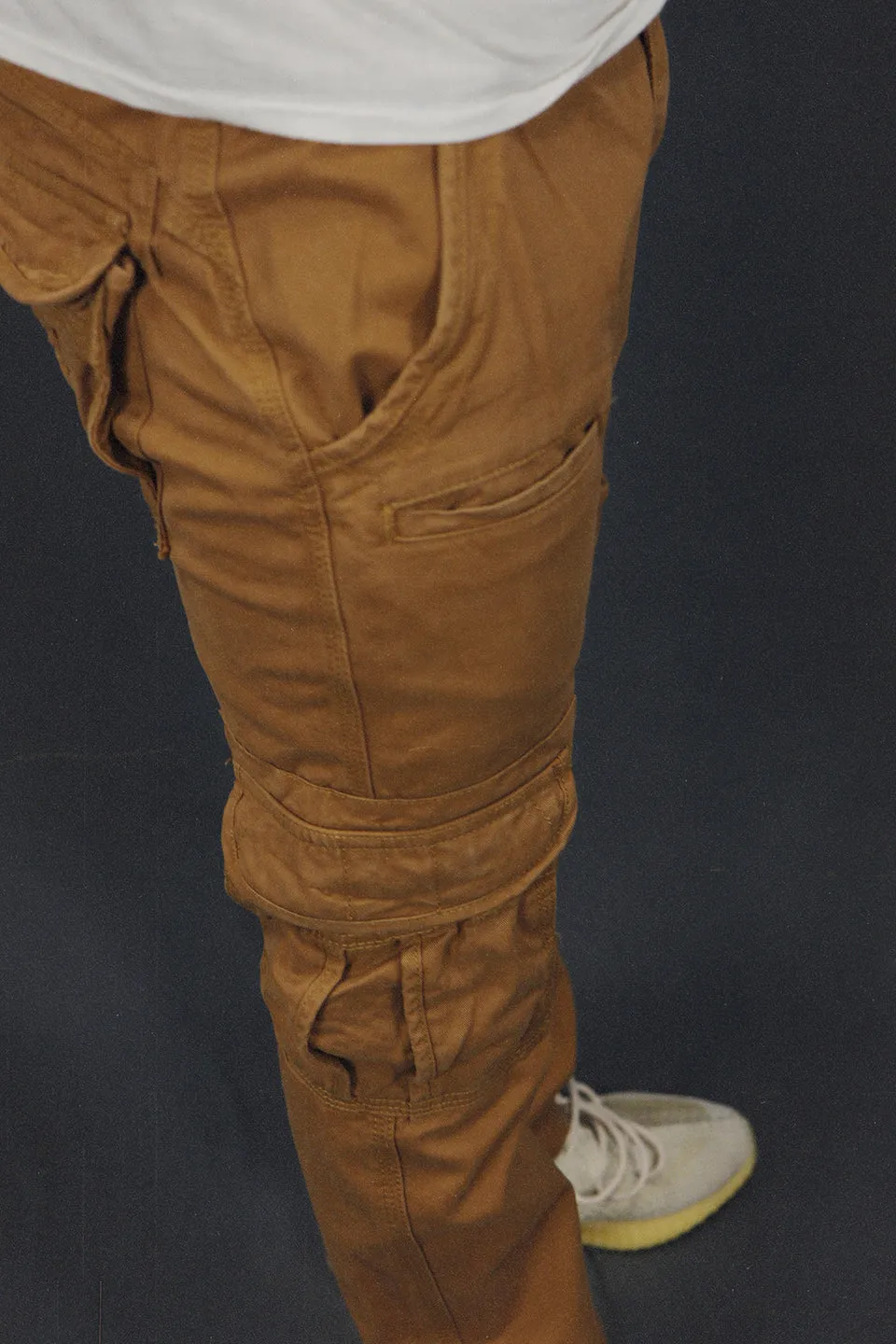 Men's Wheat Combat Pants Six Pocket Cargo Pants To Match Sneakers | Wheat