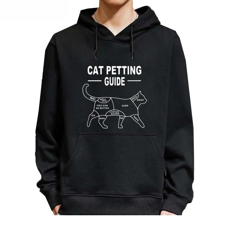 Men's Winter Casual Fashion Funny Cool Cat Printed Cotton Hoodies