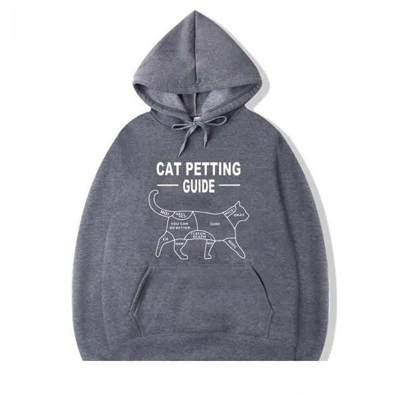 Men's Winter Casual Fashion Funny Cool Cat Printed Cotton Hoodies