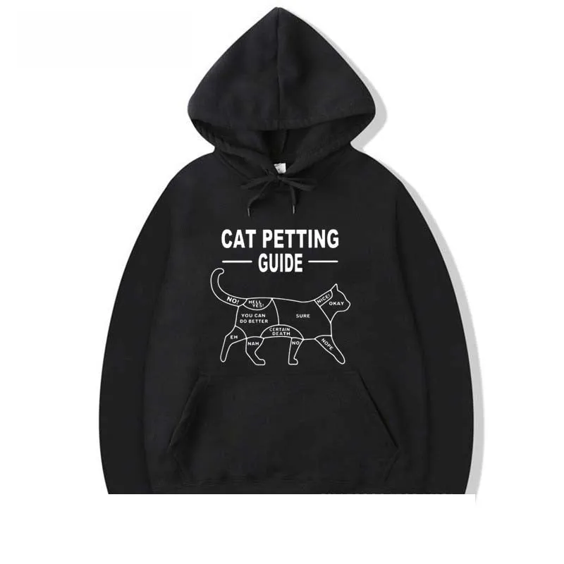 Men's Winter Casual Fashion Funny Cool Cat Printed Cotton Hoodies