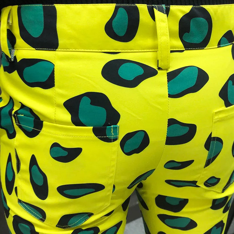 Men's Yellow Hip-Hop Fashion Floral Printed Stagewear Casual Pants