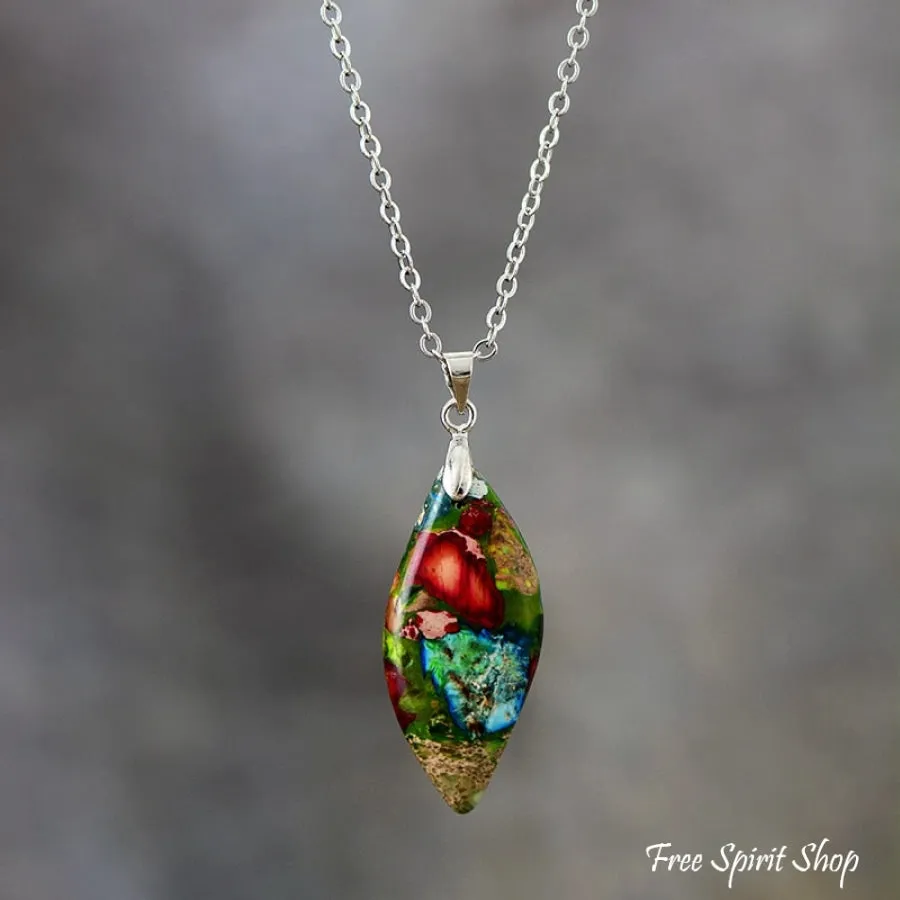 Multi-color Imperial Jasper Pendant Necklace