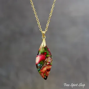 Multi-color Imperial Jasper Pendant Necklace