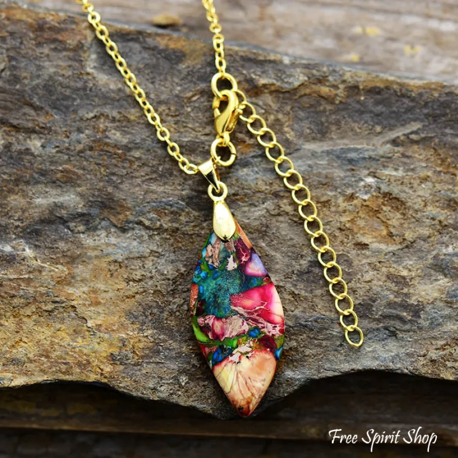 Multi-color Imperial Jasper Pendant Necklace