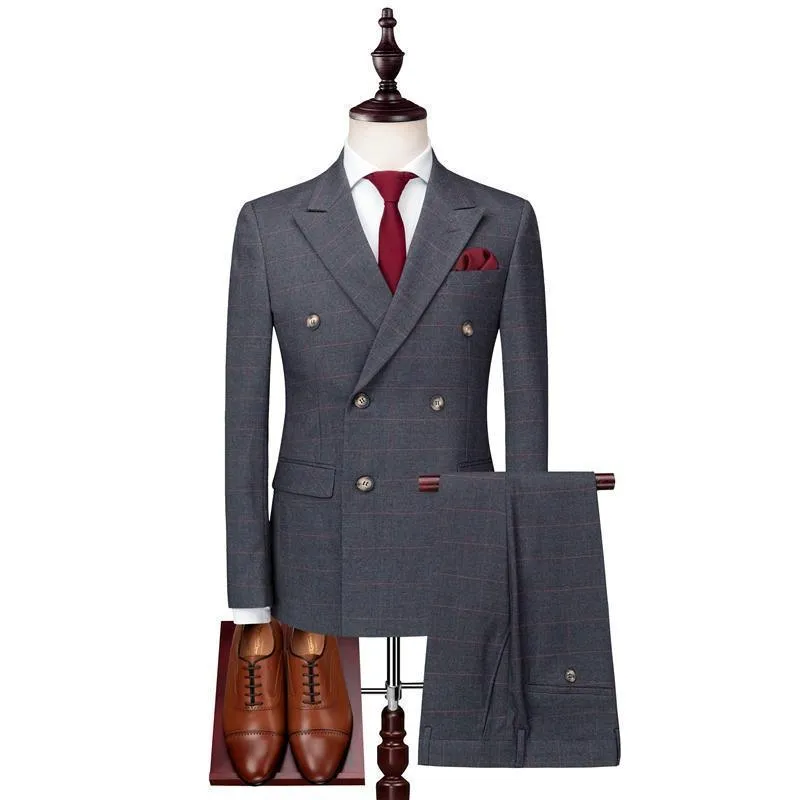 Never Late Plaid Double Breast Suit