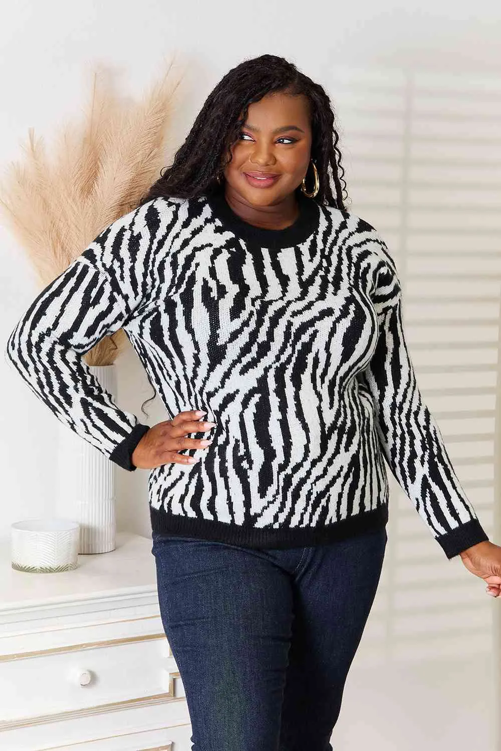 On Safari Zebra Print Sweater