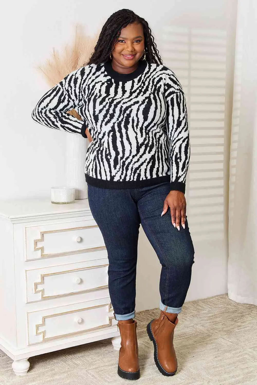 On Safari Zebra Print Sweater