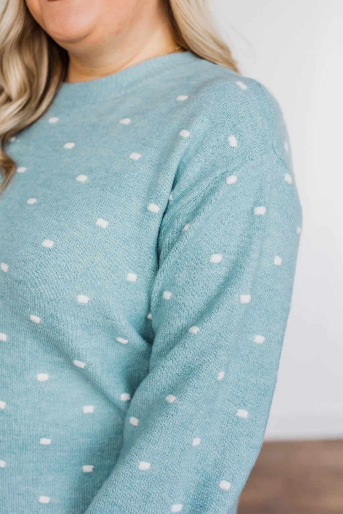 Open Ocean Polka Dot Knit Sweater- Blue