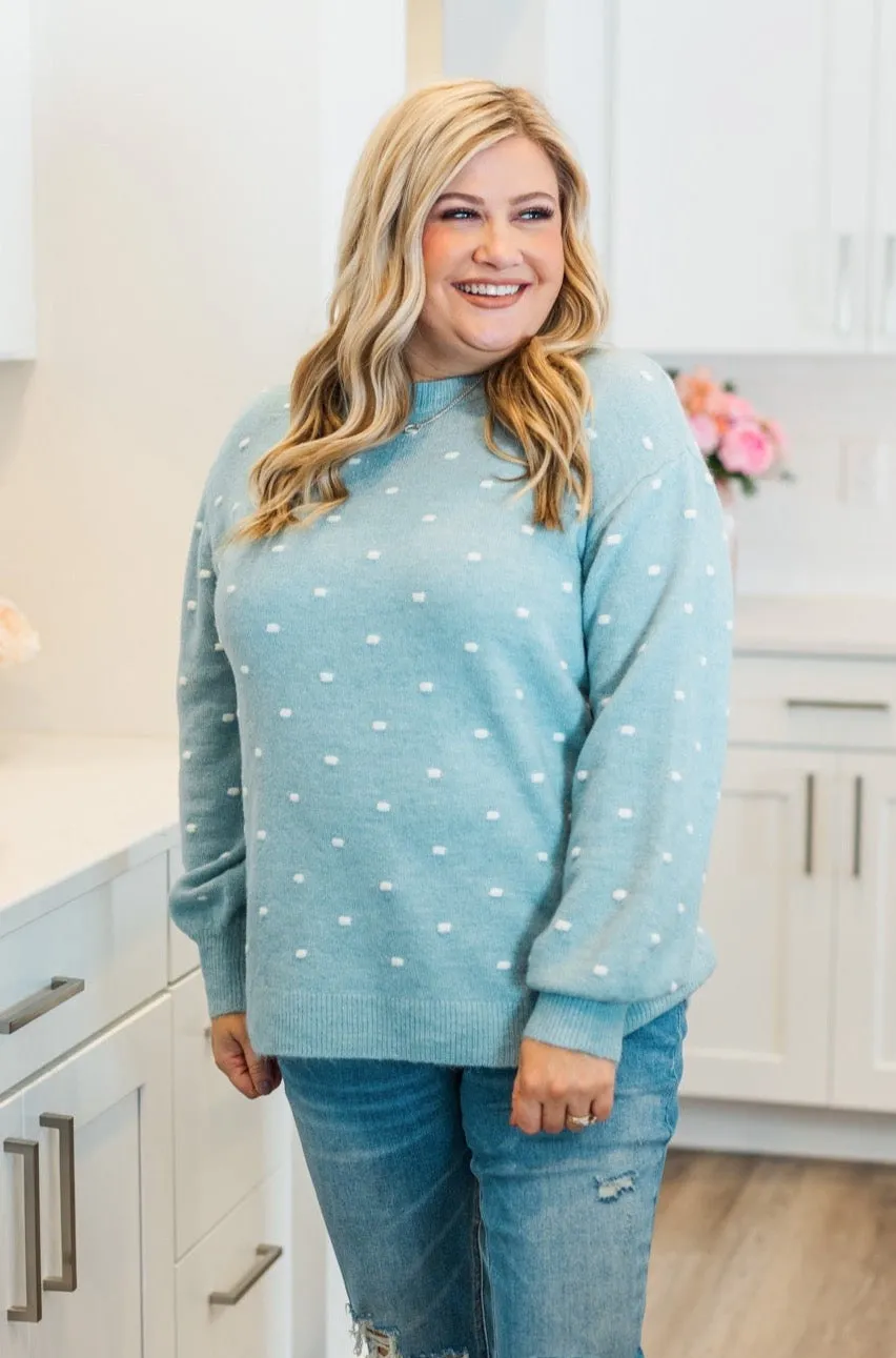 Open Ocean Polka Dot Knit Sweater- Blue