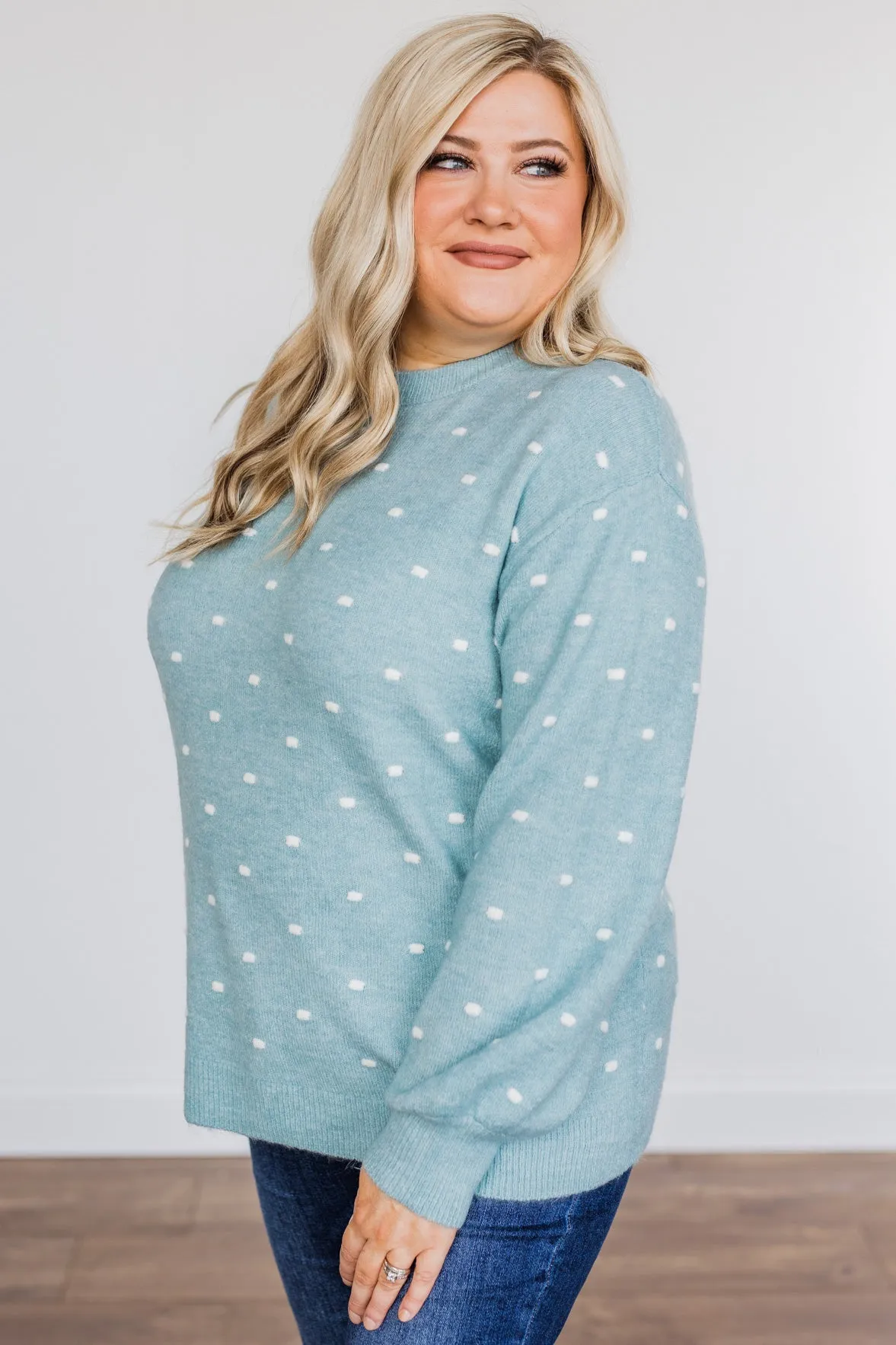 Open Ocean Polka Dot Knit Sweater- Blue