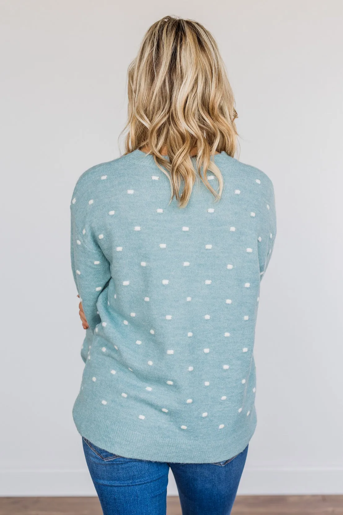 Open Ocean Polka Dot Knit Sweater- Blue