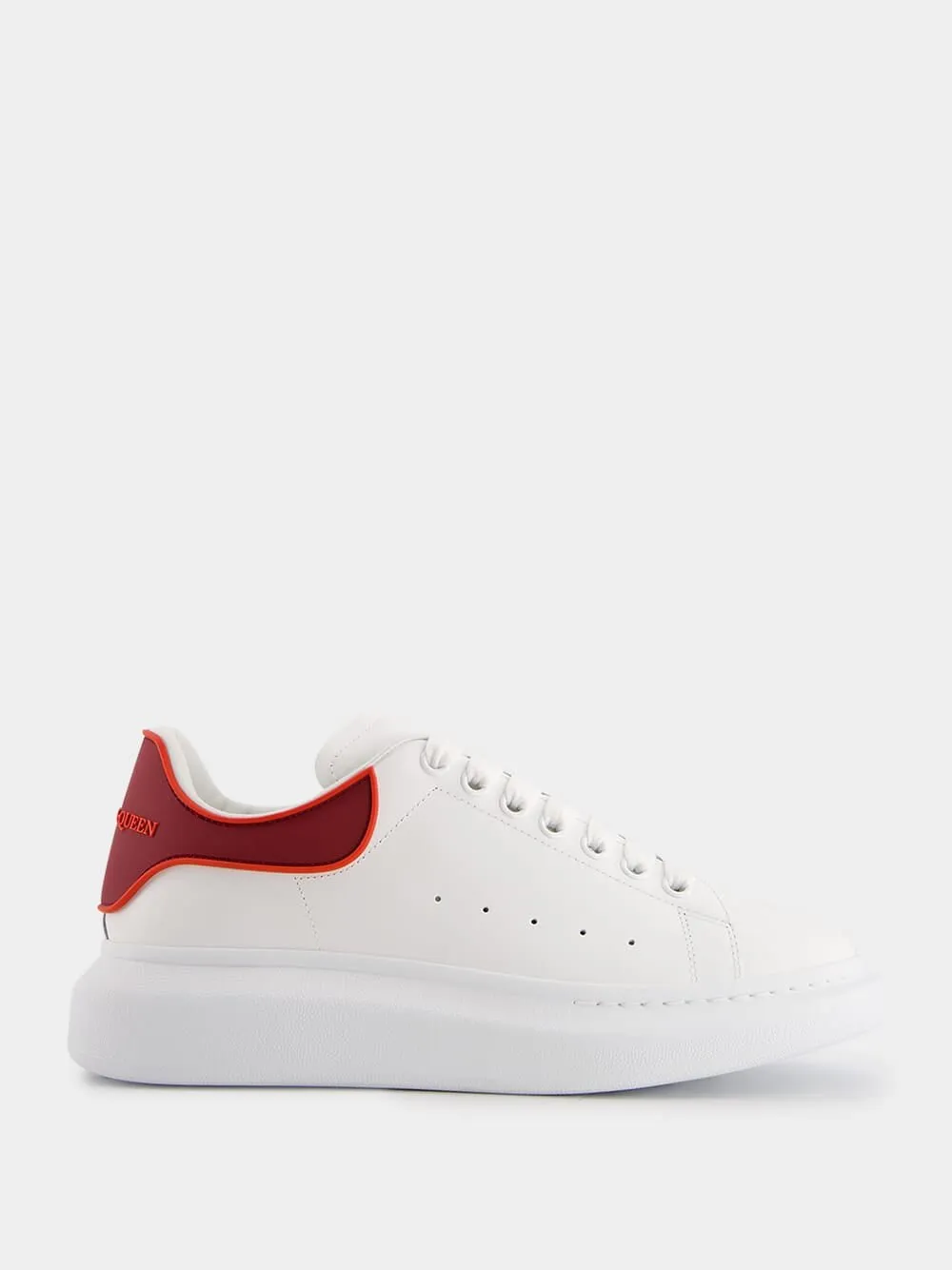 Oversized White and Red Leather Sneakers