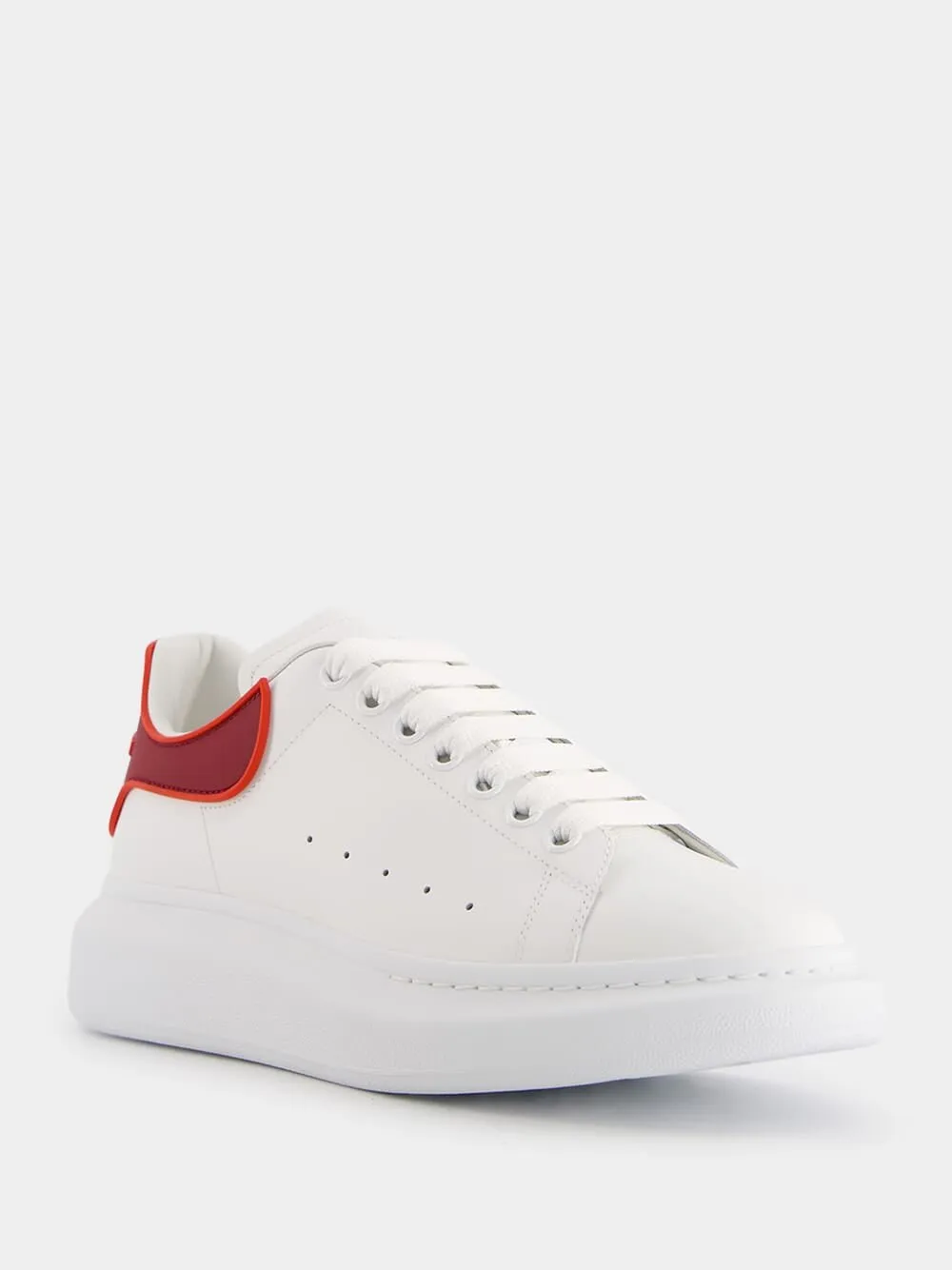 Oversized White and Red Leather Sneakers