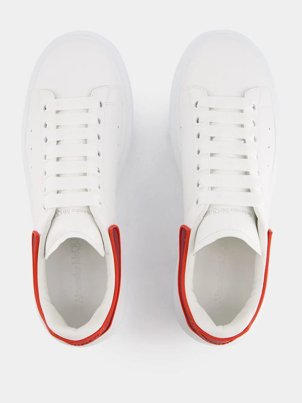 Oversized White and Red Leather Sneakers