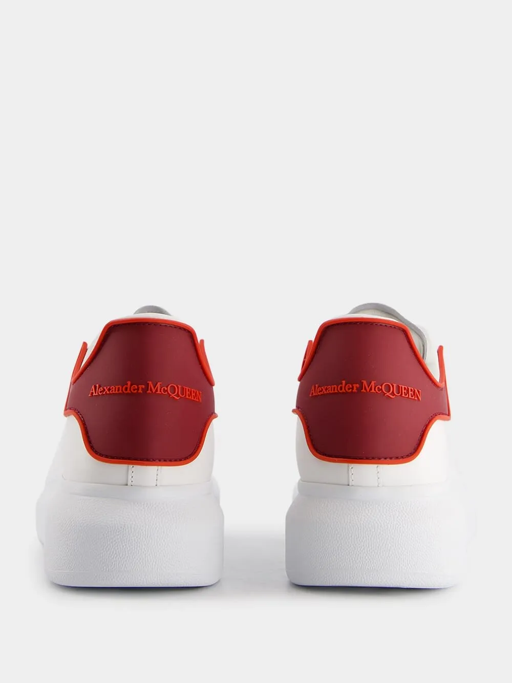 Oversized White and Red Leather Sneakers