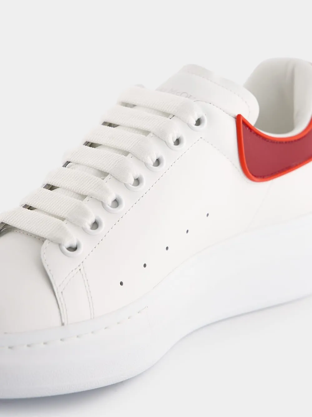 Oversized White and Red Leather Sneakers