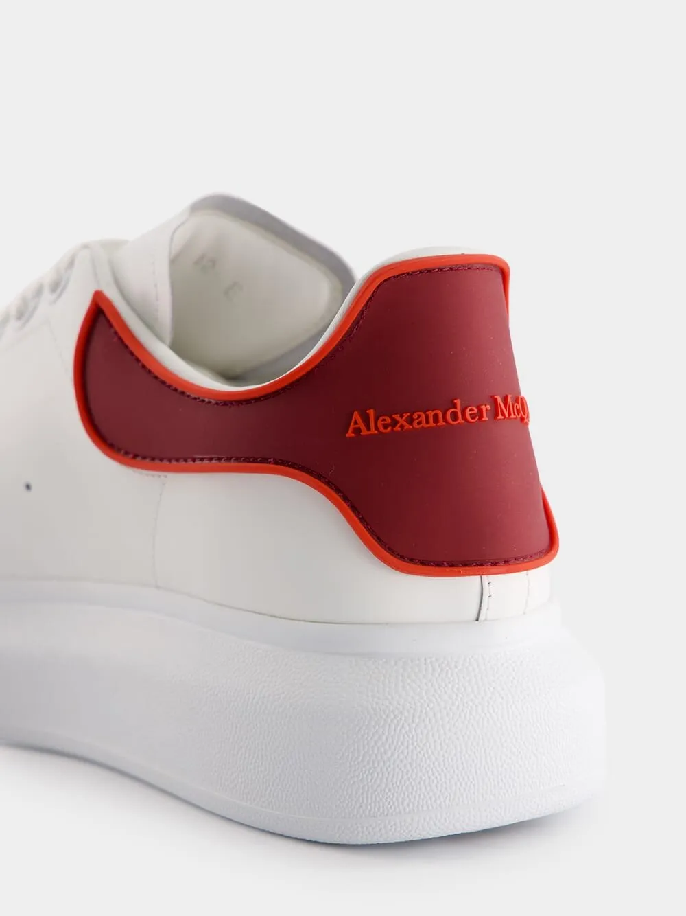 Oversized White and Red Leather Sneakers