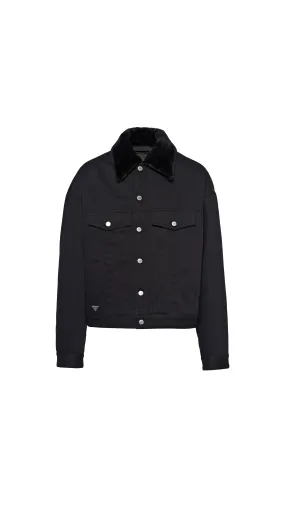 Padded Bull Denim Blouson Jacket - Black