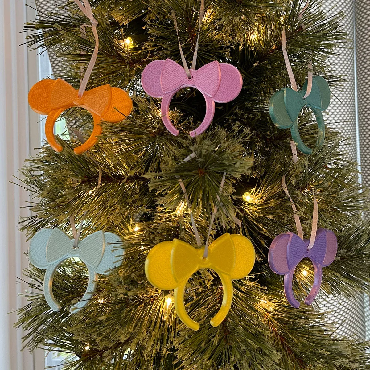 Pastel Tone Headbands Christmas Ornament 6 Piece  - CLEARANCESet