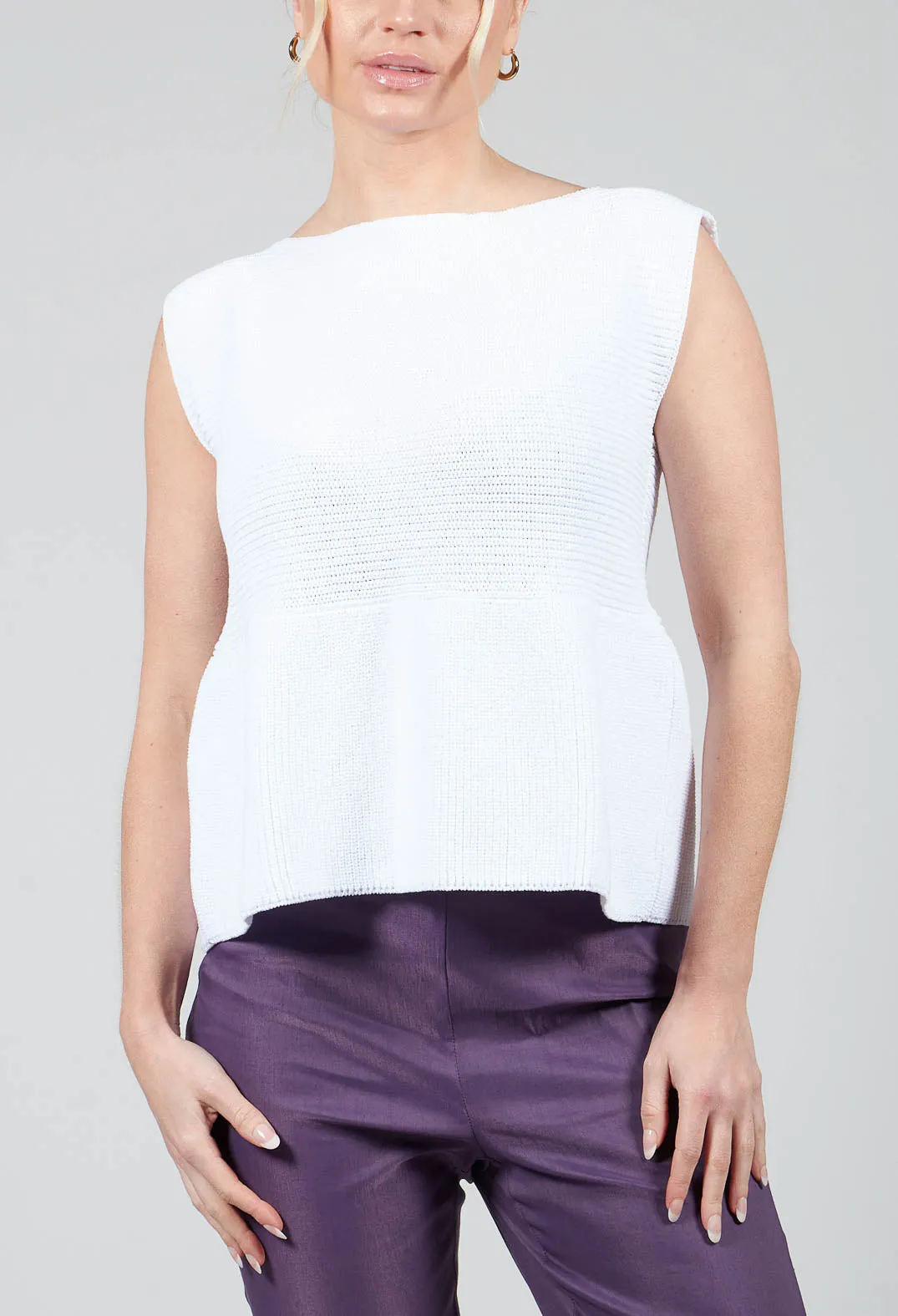 Peplum Sweater Vest in White