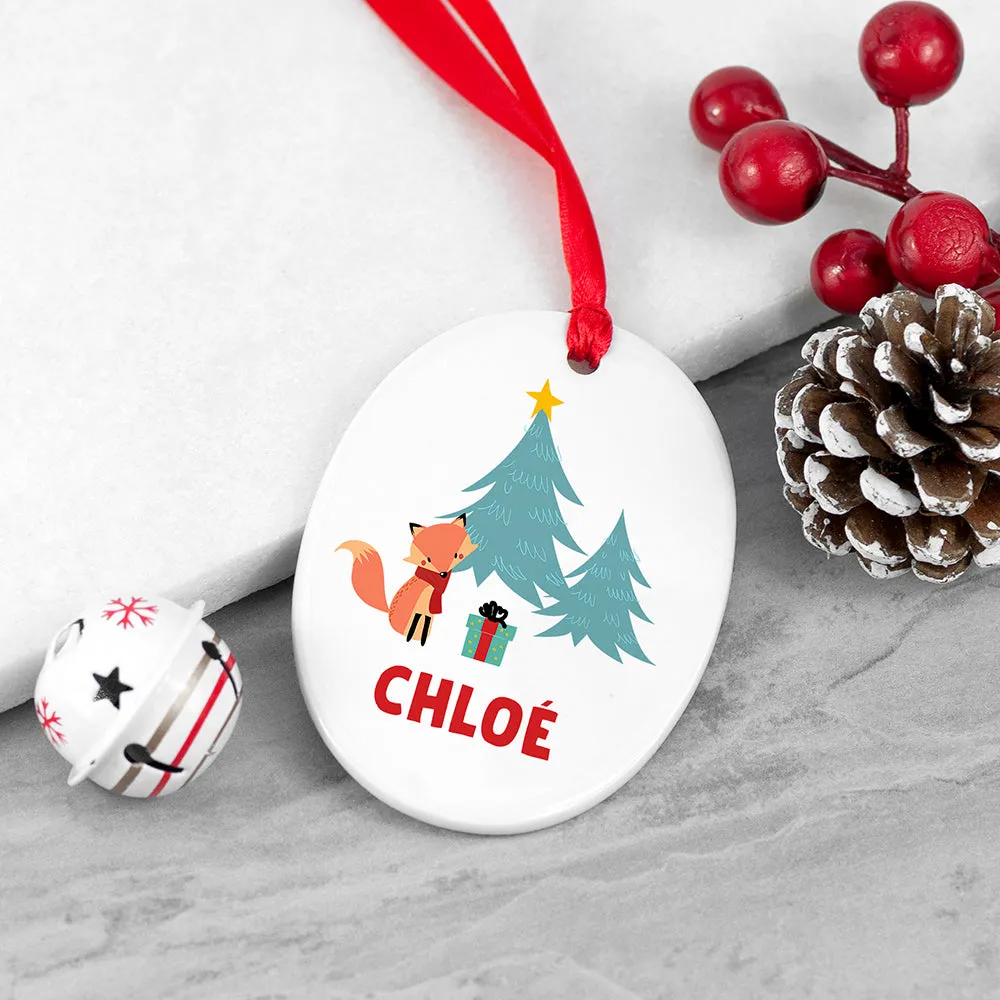 Personalised Christmas Fox Decoration